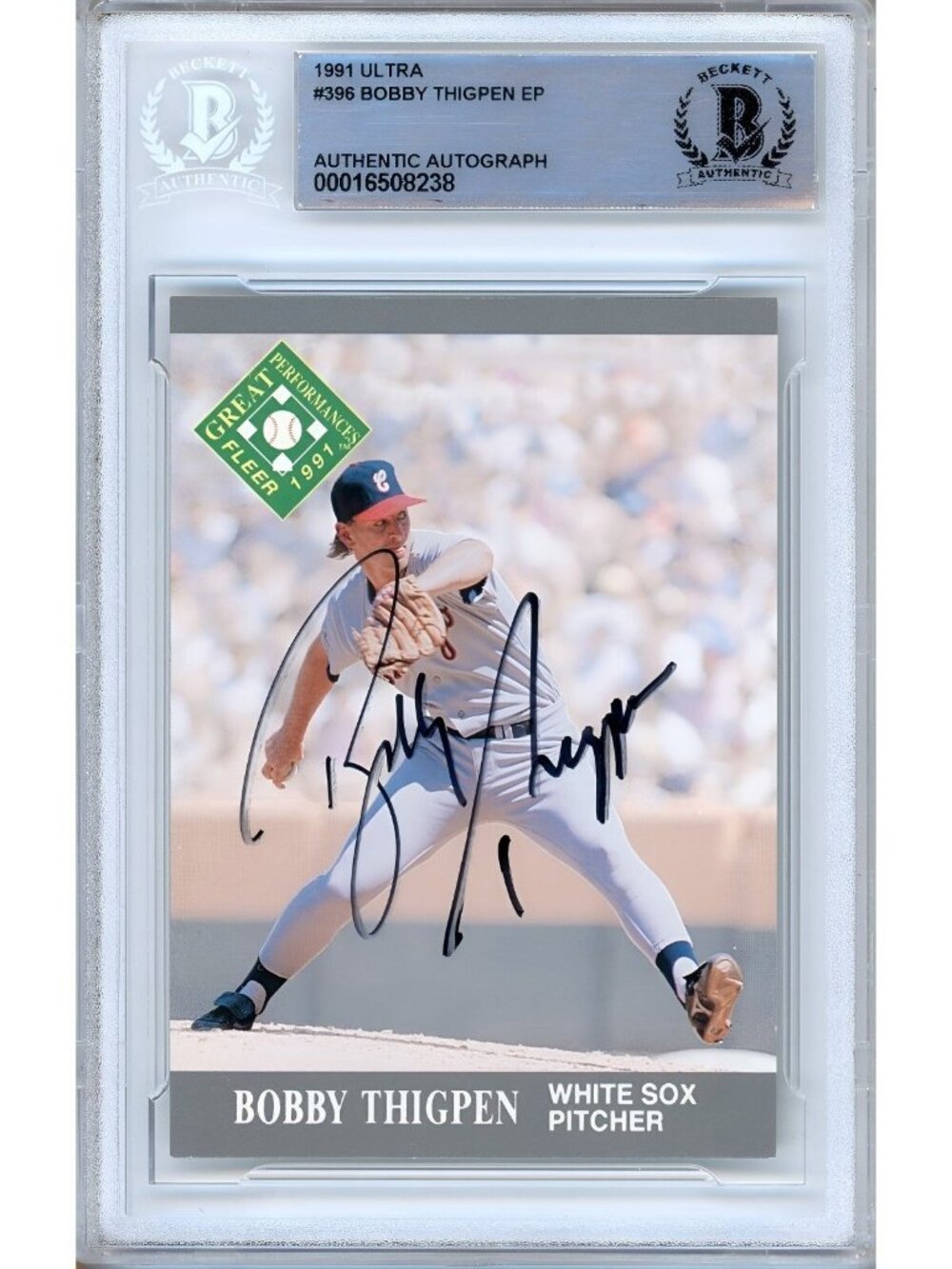 Bobby Thigpen Signed 1991 Fleer Ultra #396 White Sox Beckett BAS Slabbed Auto